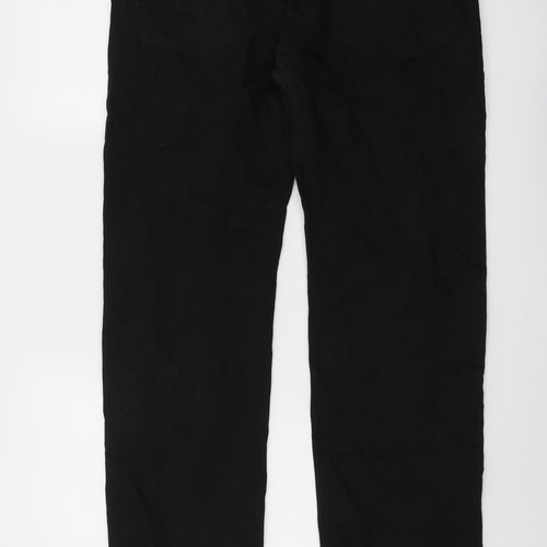 Marks and Spencer Mens Black Cotton Straight Jeans Size 34 in L31 in Regular Button