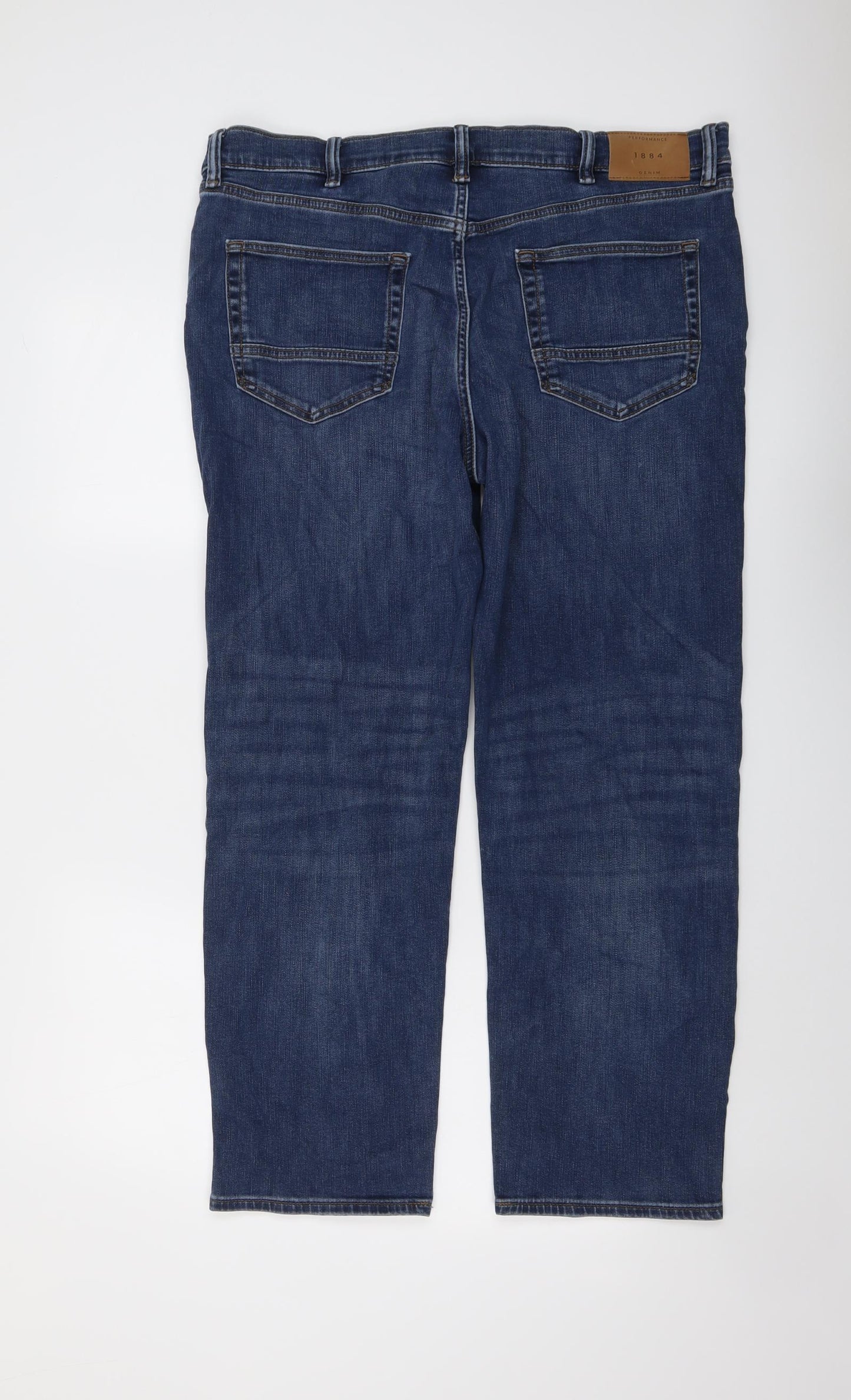 Marks and Spencer Mens Blue Cotton Straight Jeans Size 38 in L29 in Regular Button