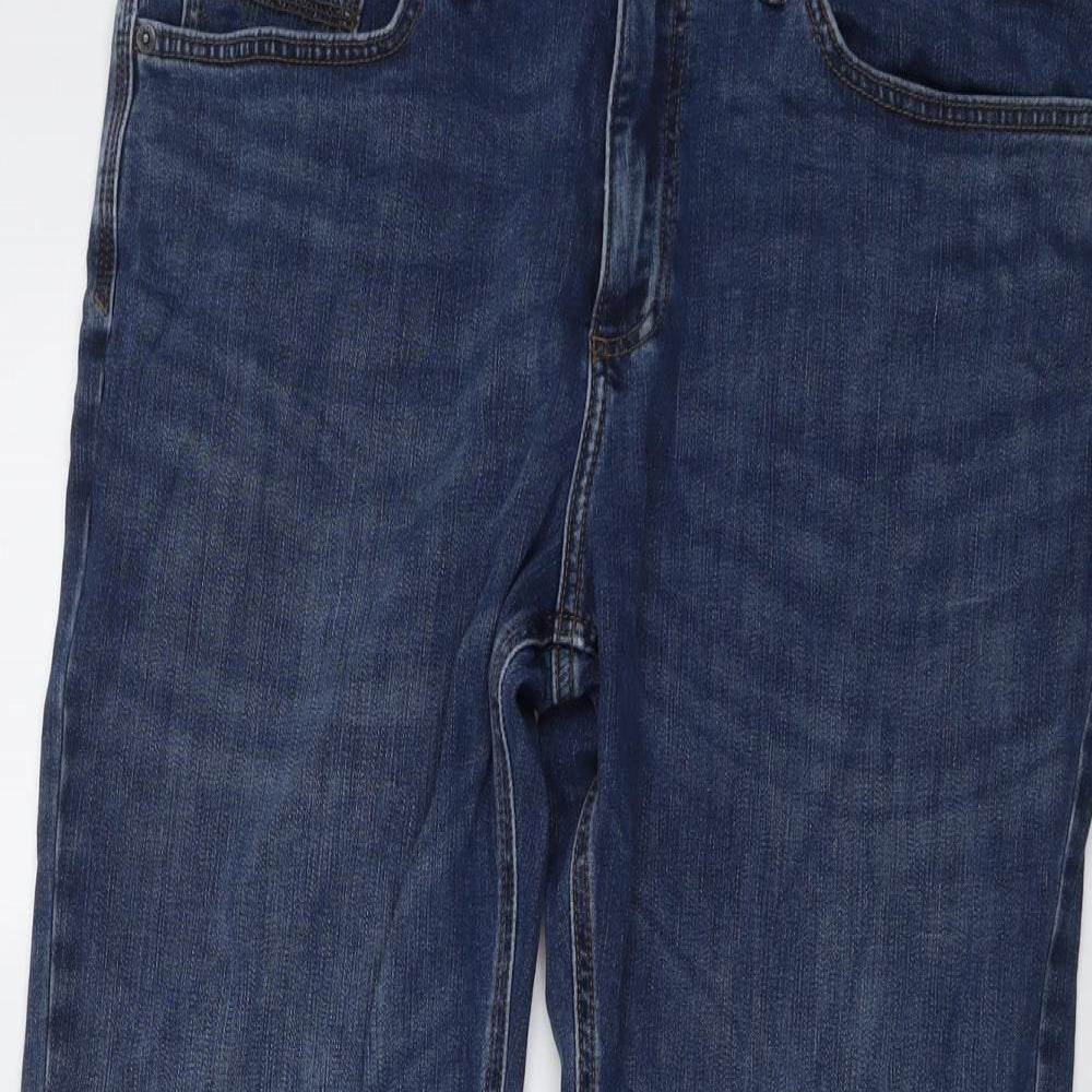 Marks and Spencer Mens Blue Cotton Straight Jeans Size 38 in L29 in Regular Button