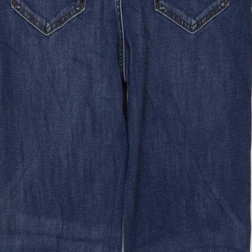Marks and Spencer Mens Blue Cotton Straight Jeans Size 38 in L29 in Regular Button