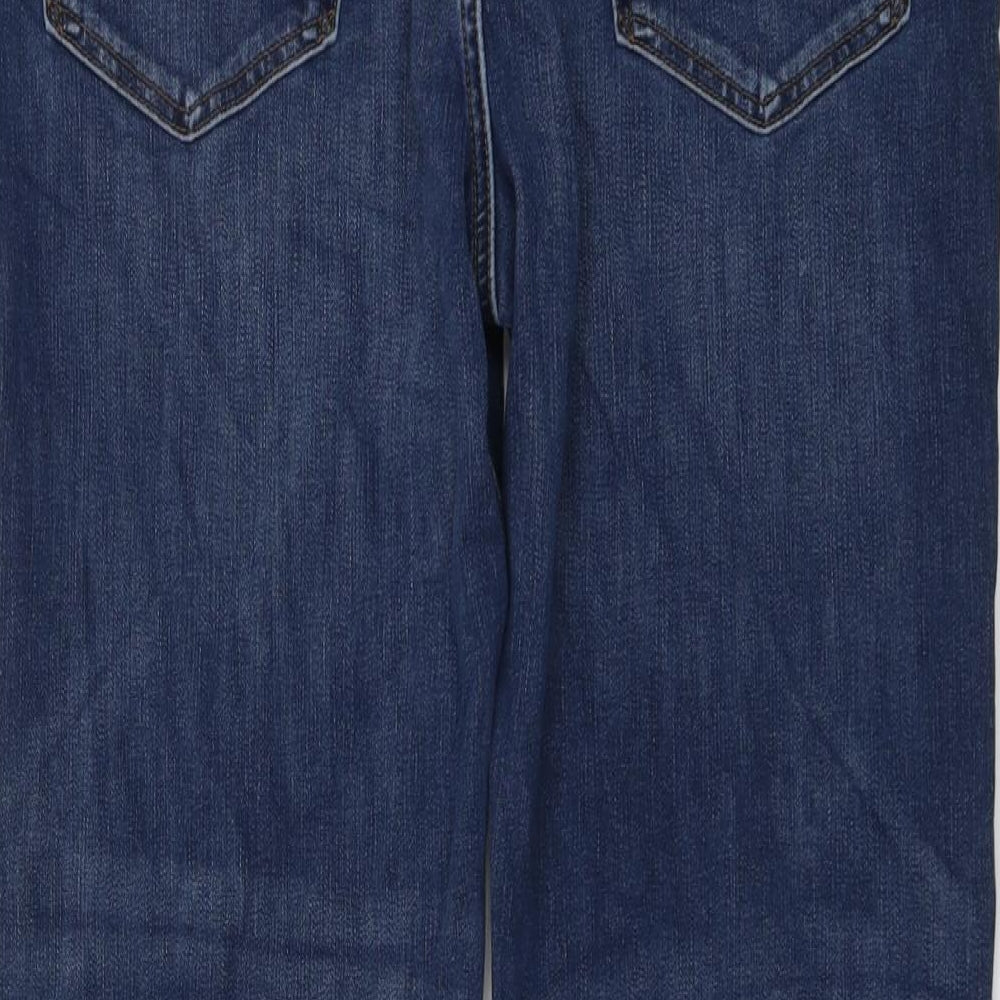 Marks and Spencer Mens Blue Cotton Straight Jeans Size 38 in L29 in Regular Button