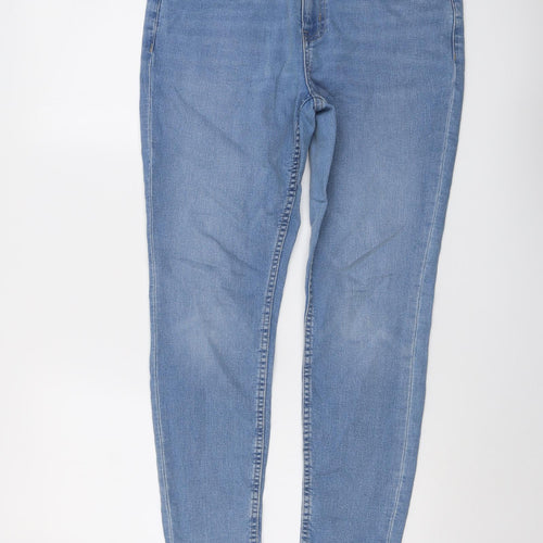 Marks and Spencer Womens Blue Cotton Skinny Jeans Size 12 L25 in Regular Button