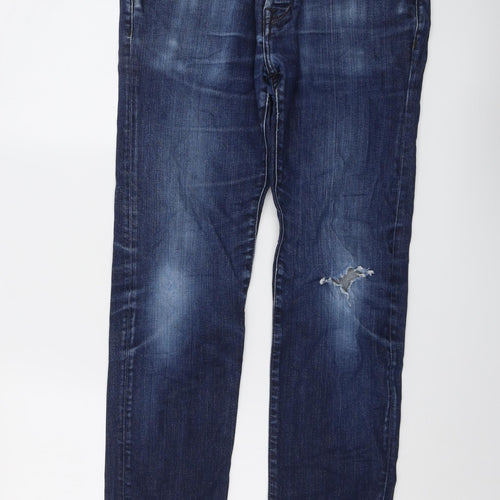 Ted Baker Mens Blue Cotton Straight Jeans Size 32 in L30 in Regular Button