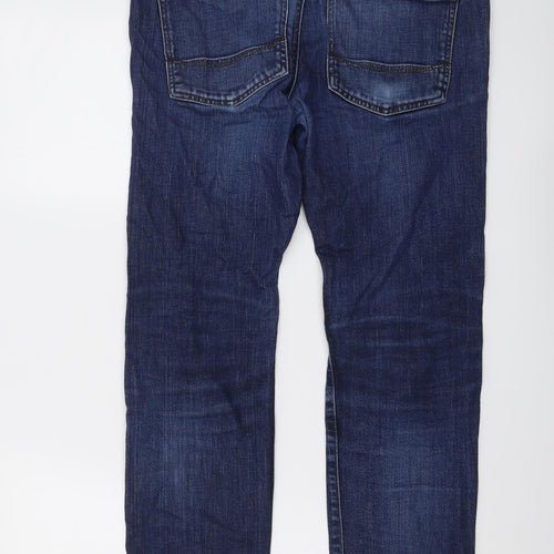 Ted Baker Mens Blue Cotton Straight Jeans Size 32 in L30 in Regular Button