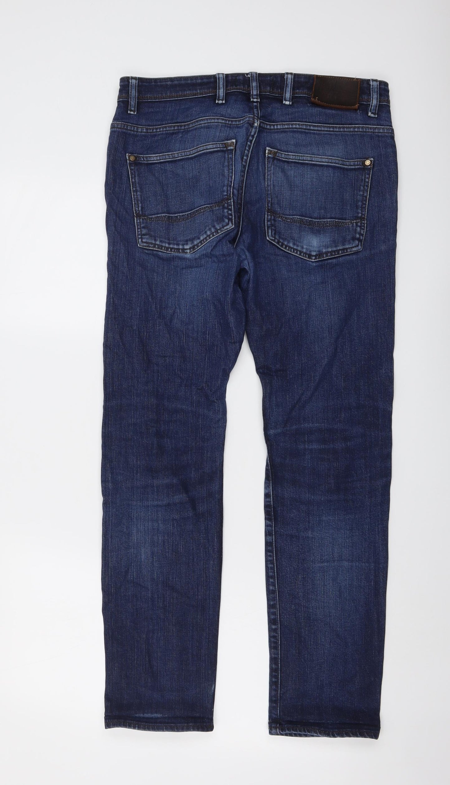 Ted Baker Mens Blue Cotton Straight Jeans Size 32 in L30 in Regular Button