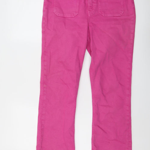 Zara Womens Pink Cotton Straight Jeans Size 14 L26 in Regular Button