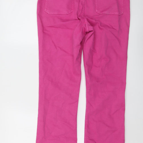 Zara Womens Pink Cotton Straight Jeans Size 14 L26 in Regular Button