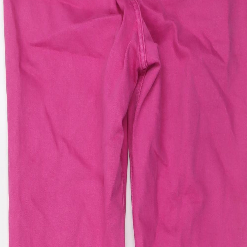 Zara Womens Pink Cotton Straight Jeans Size 14 L26 in Regular Button