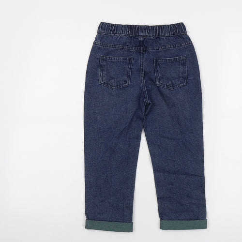 Marks and Spencer Boys Blue Cotton Straight Jeans Size 4-5 Years Regular Drawstring