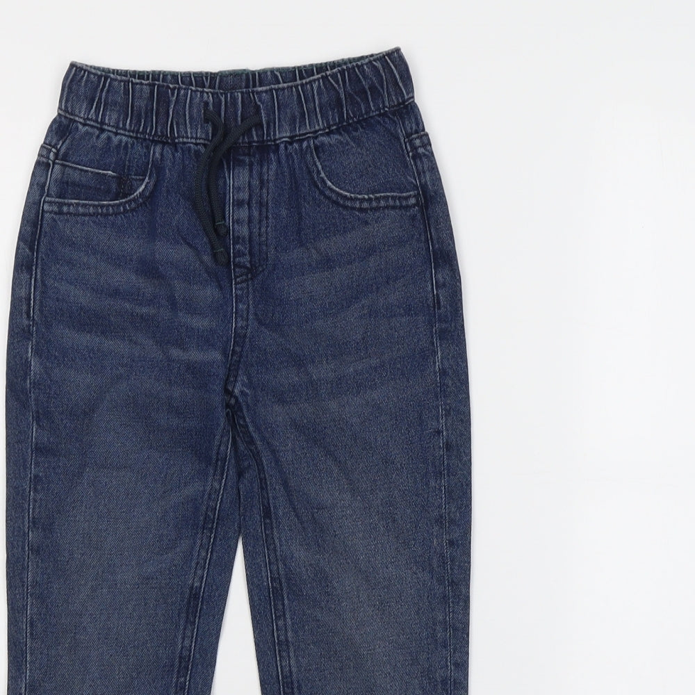 Marks and Spencer Boys Blue Cotton Straight Jeans Size 4-5 Years Regular Drawstring