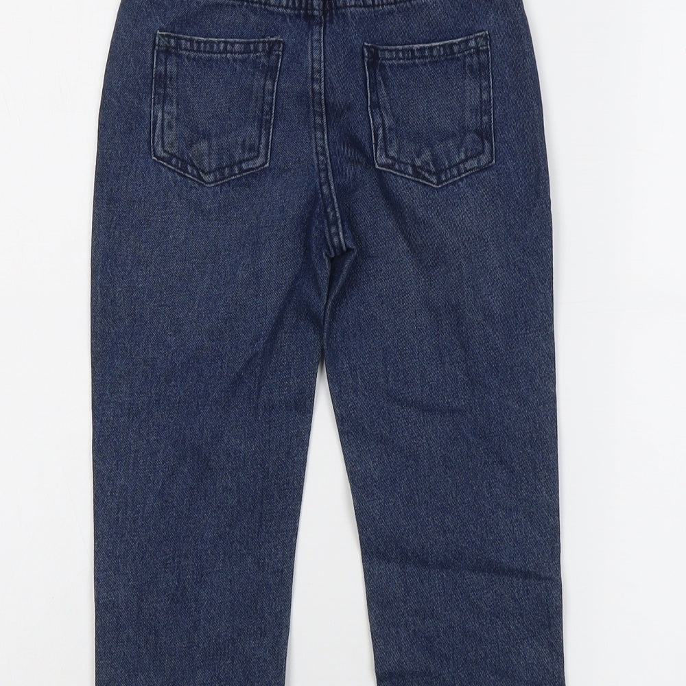 Marks and Spencer Boys Blue Cotton Straight Jeans Size 4-5 Years Regular Drawstring