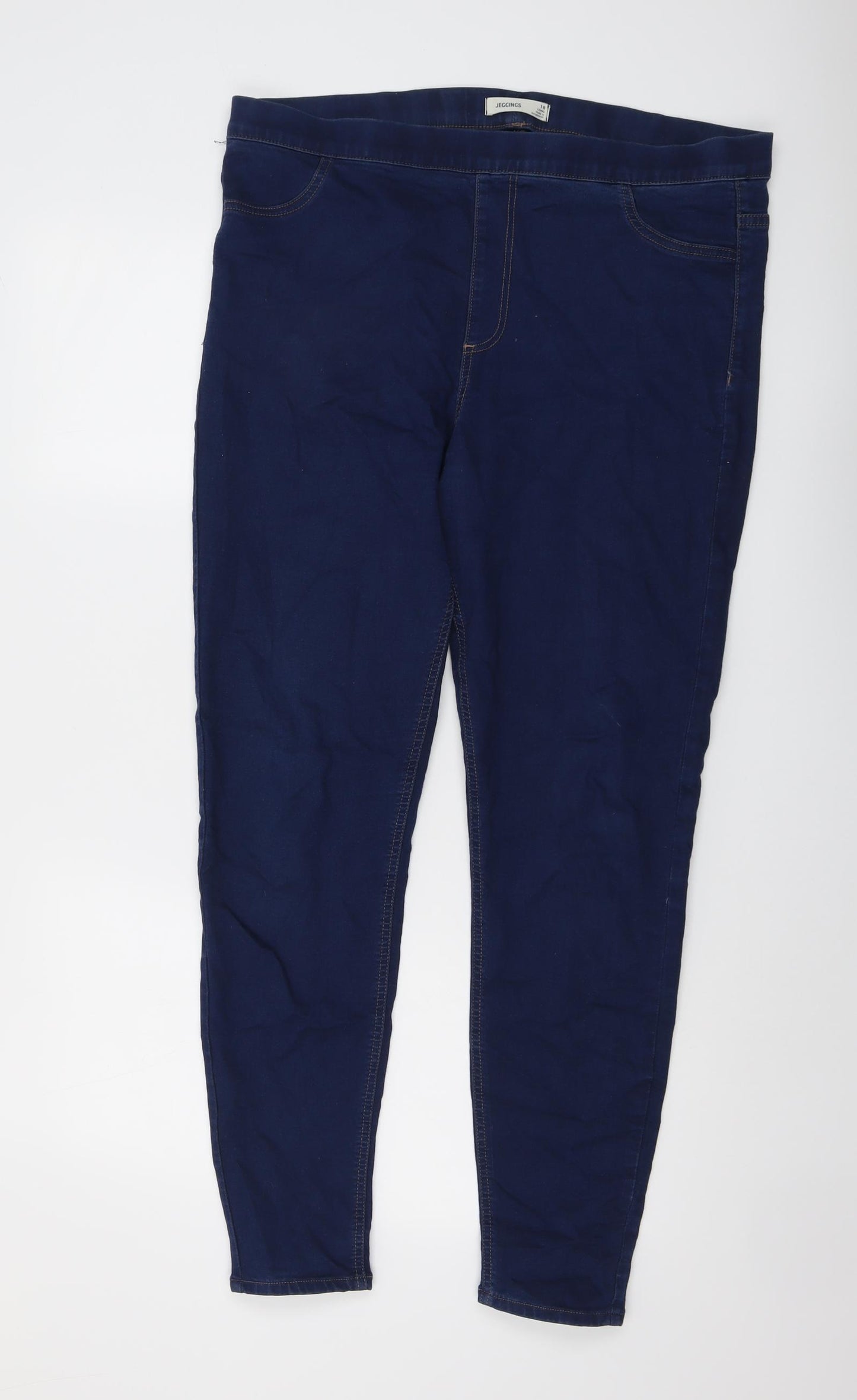 Marks and Spencer Womens Blue Cotton Jegging Jeans Size 18 L29 in Regular
