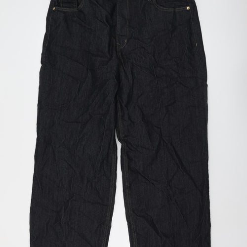 Marks and Spencer Womens Blue Cotton Straight Jeans Size 18 L28 in Regular Button