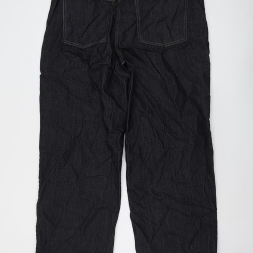 Marks and Spencer Womens Blue Cotton Straight Jeans Size 18 L28 in Regular Button
