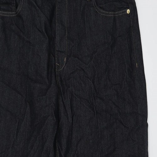 Marks and Spencer Womens Blue Cotton Straight Jeans Size 18 L28 in Regular Button