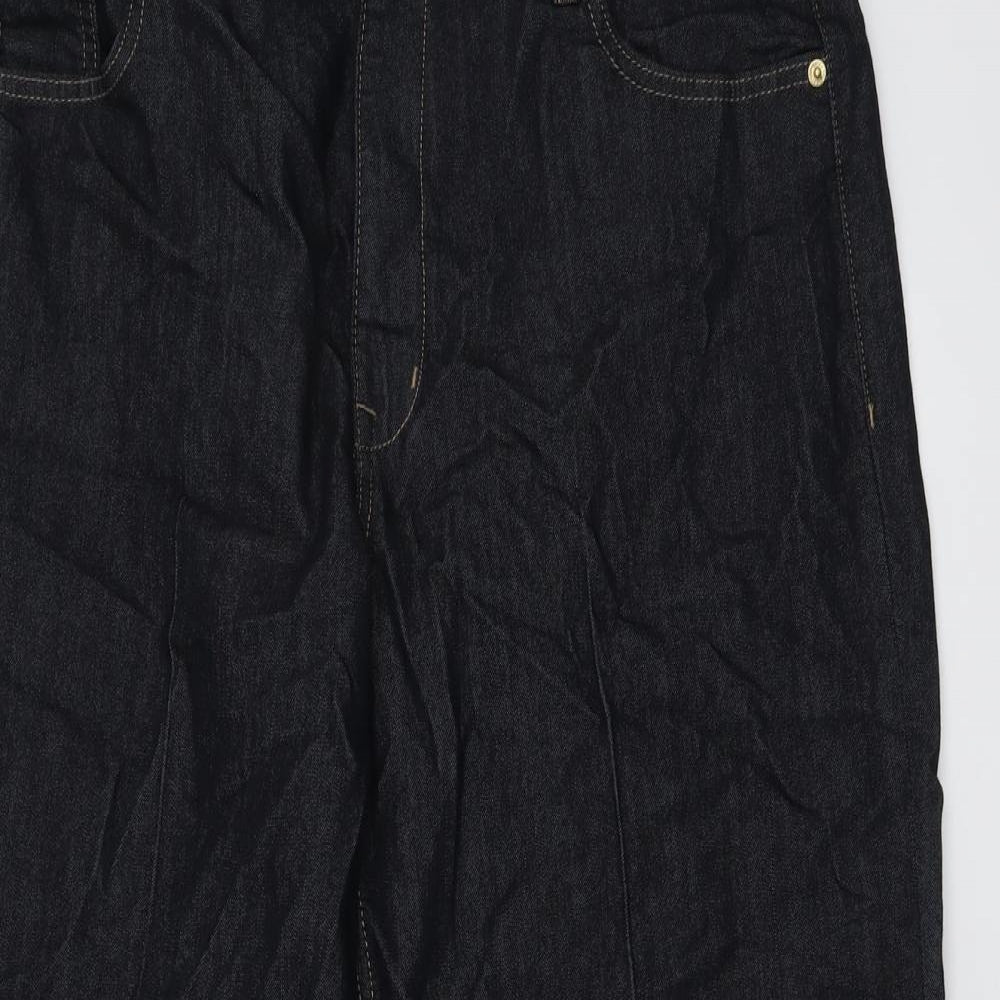 Marks and Spencer Womens Blue Cotton Straight Jeans Size 18 L28 in Regular Button