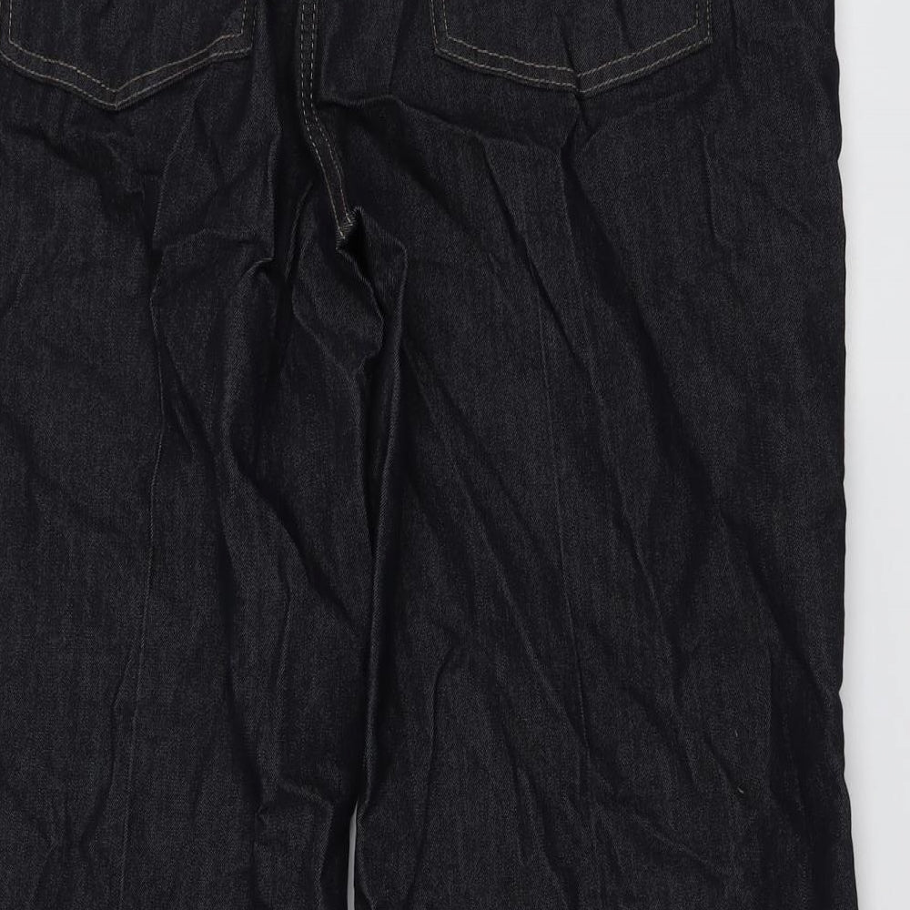 Marks and Spencer Womens Blue Cotton Straight Jeans Size 18 L28 in Regular Button