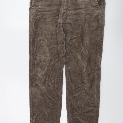 Marks and Spencer Mens Brown Cotton Trousers Size 30 in L29 in Regular Button