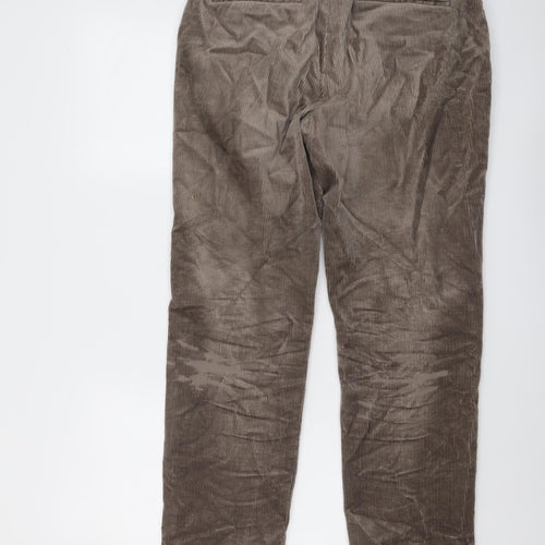 Marks and Spencer Mens Brown Cotton Trousers Size 30 in L29 in Regular Button