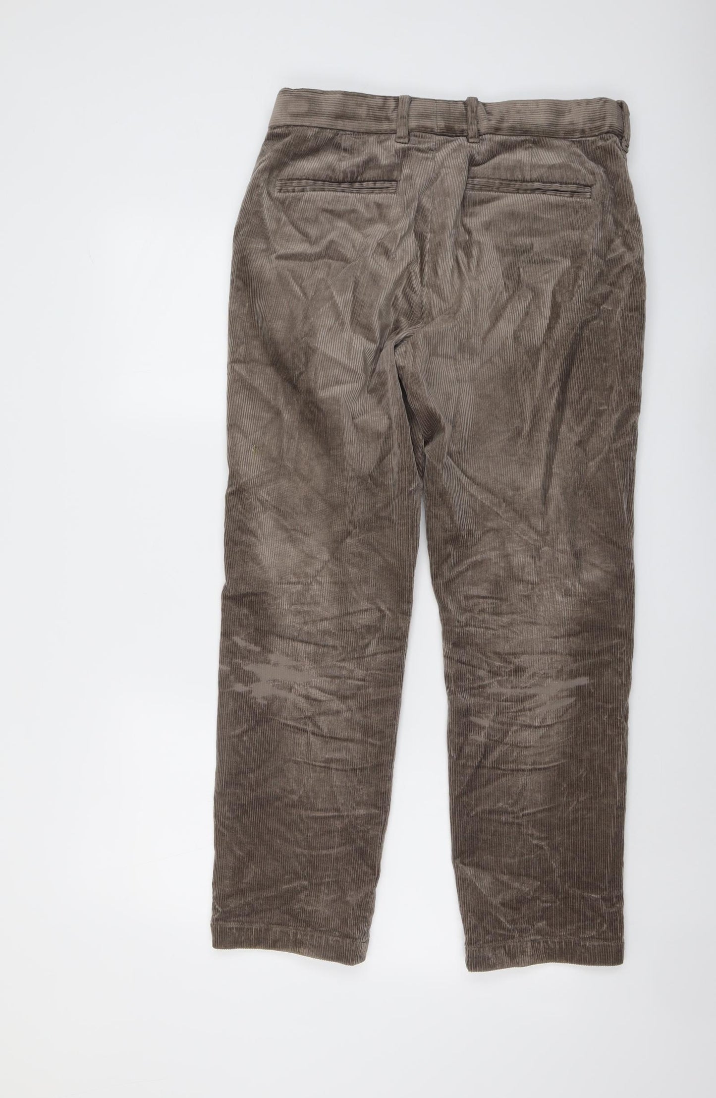 Marks and Spencer Mens Brown Cotton Trousers Size 30 in L29 in Regular Button
