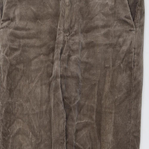 Marks and Spencer Mens Brown Cotton Trousers Size 30 in L29 in Regular Button