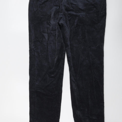 Marks and Spencer Mens Blue Cotton Trousers Size 34 in L31 in Regular Button
