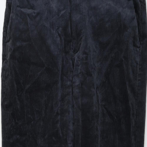 Marks and Spencer Mens Blue Cotton Trousers Size 34 in L31 in Regular Button