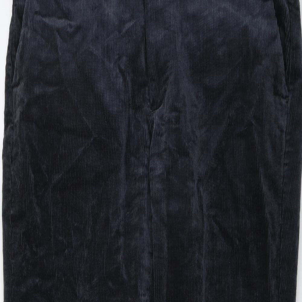 Marks and Spencer Mens Blue Cotton Trousers Size 34 in L31 in Regular Button