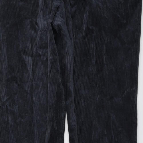 Marks and Spencer Mens Blue Cotton Trousers Size 34 in L31 in Regular Button