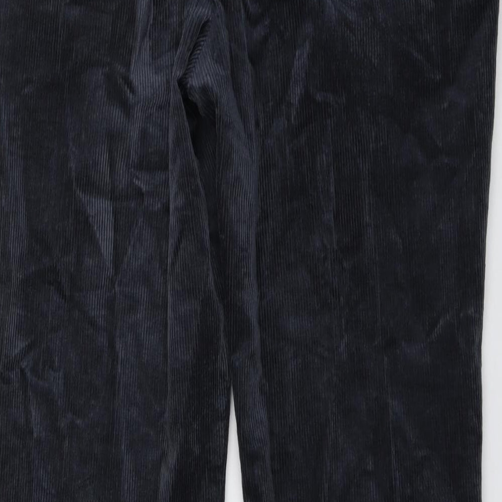 Marks and Spencer Mens Blue Cotton Trousers Size 34 in L31 in Regular Button