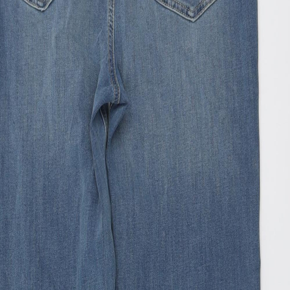 Marks and Spencer Womens Blue Cotton Skinny Jeans Size 12 L32 in Regular Button
