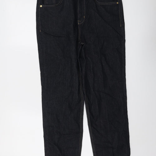 Marks and Spencer Womens Blue Cotton Straight Jeans Size 12 L27 in Regular Button