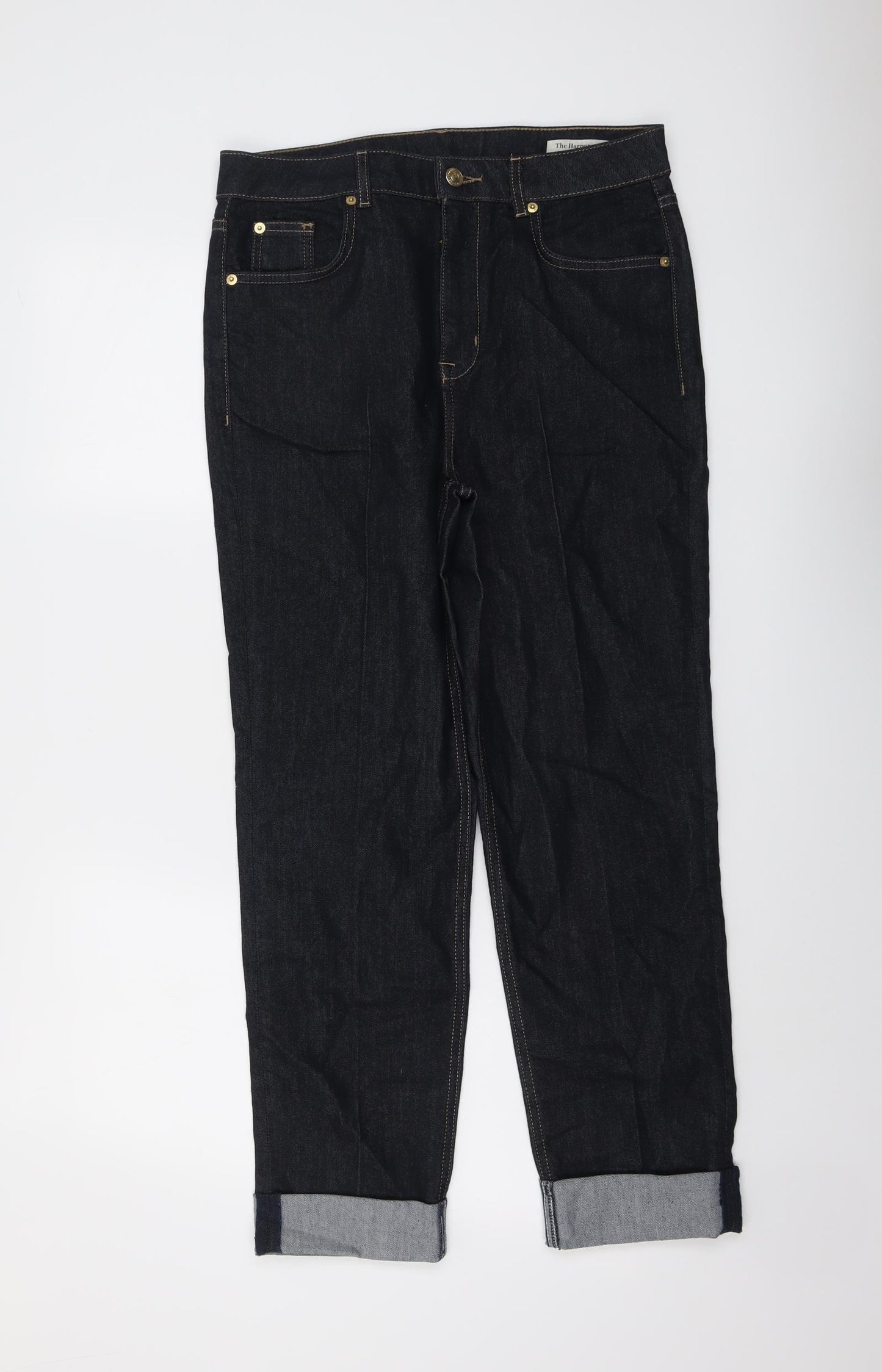 Marks and Spencer Womens Blue Cotton Straight Jeans Size 12 L27 in Regular Button