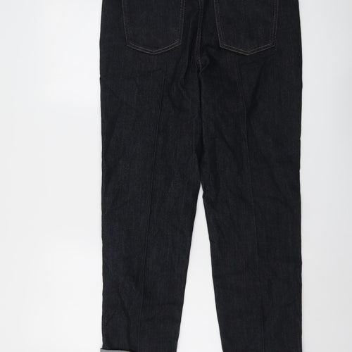 Marks and Spencer Womens Blue Cotton Straight Jeans Size 12 L27 in Regular Button