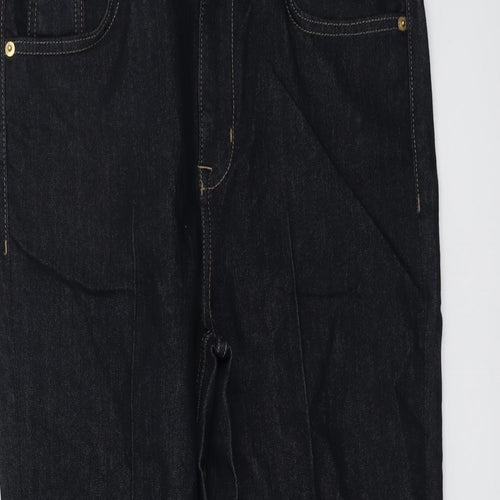 Marks and Spencer Womens Blue Cotton Straight Jeans Size 12 L27 in Regular Button