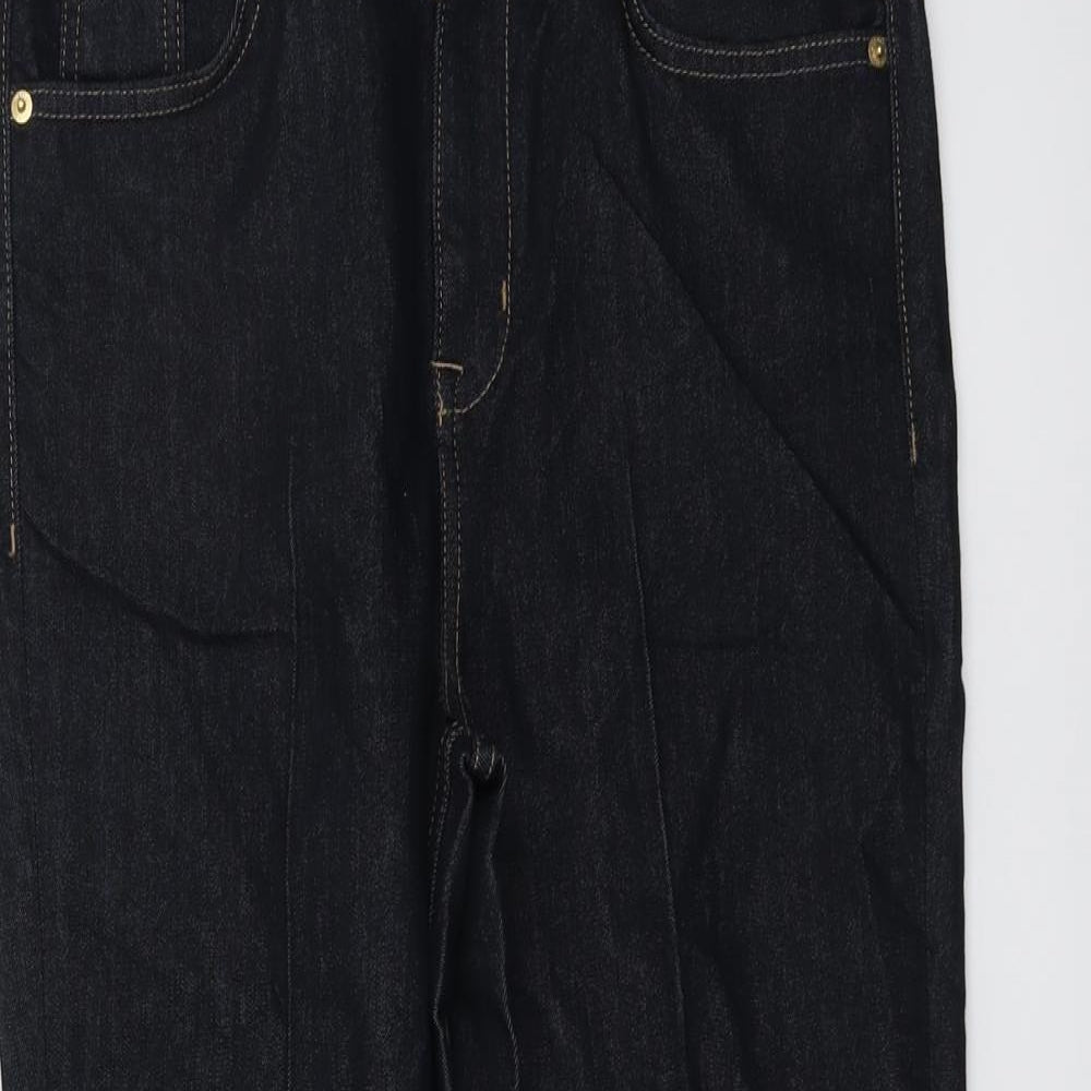 Marks and Spencer Womens Blue Cotton Straight Jeans Size 12 L27 in Regular Button