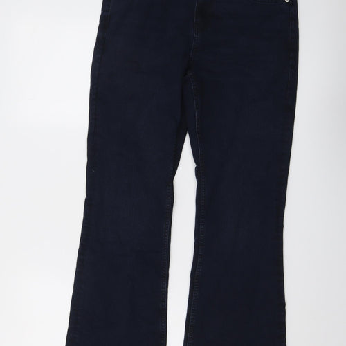 Marks and Spencer Womens Blue Cotton Bootcut Jeans Size 12 L27 in Regular Button