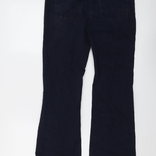 Marks and Spencer Womens Blue Cotton Bootcut Jeans Size 12 L27 in Regular Button