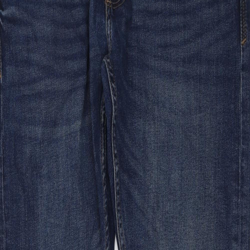 Marks and Spencer Mens Blue Cotton Straight Jeans Size 32 in L31 in Slim Button