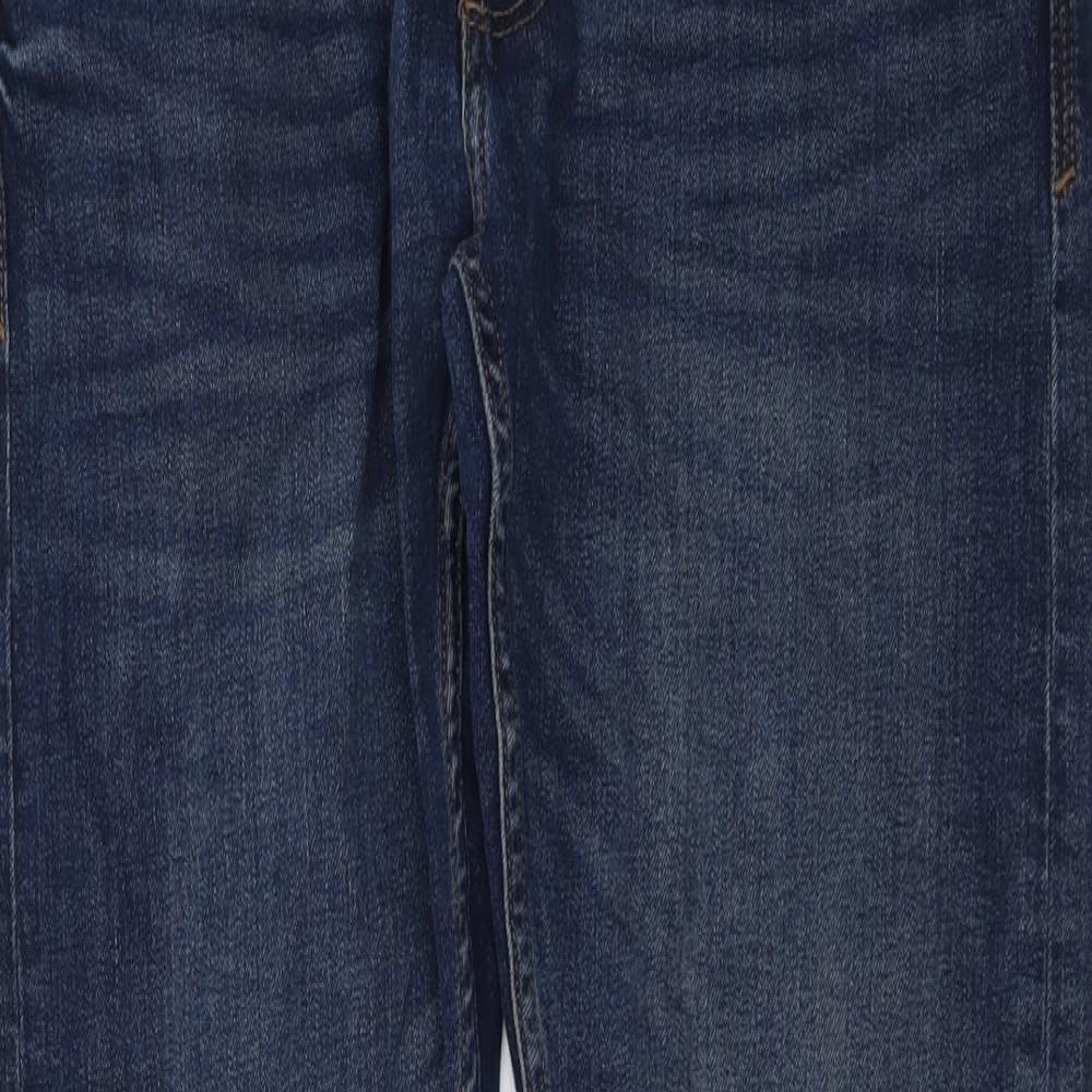 Marks and Spencer Mens Blue Cotton Straight Jeans Size 32 in L31 in Slim Button