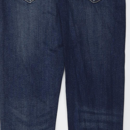 Marks and Spencer Mens Blue Cotton Straight Jeans Size 32 in L31 in Slim Button