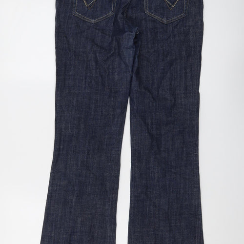 NEXT Womens Blue Cotton Bootcut Jeans Size 8 L30 in Regular Button