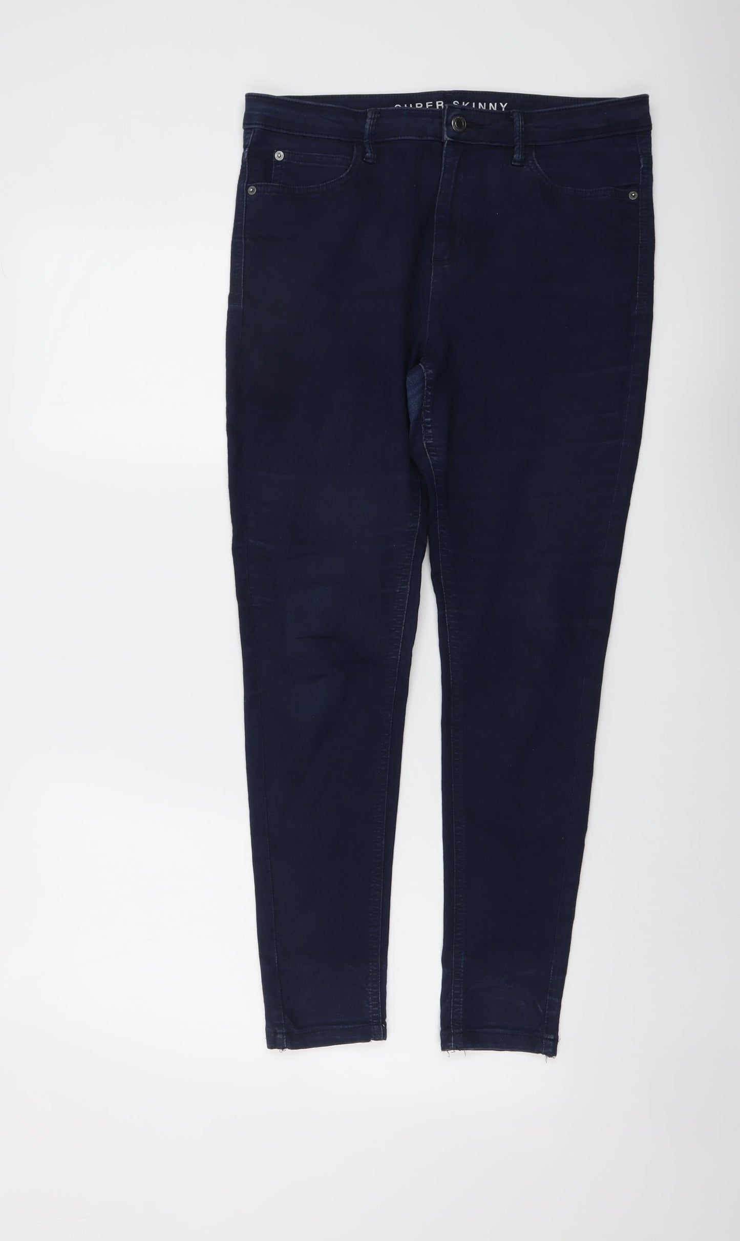 Marks and Spencer Womens Blue Cotton Skinny Jeans Size 12 L27 in Regular Button