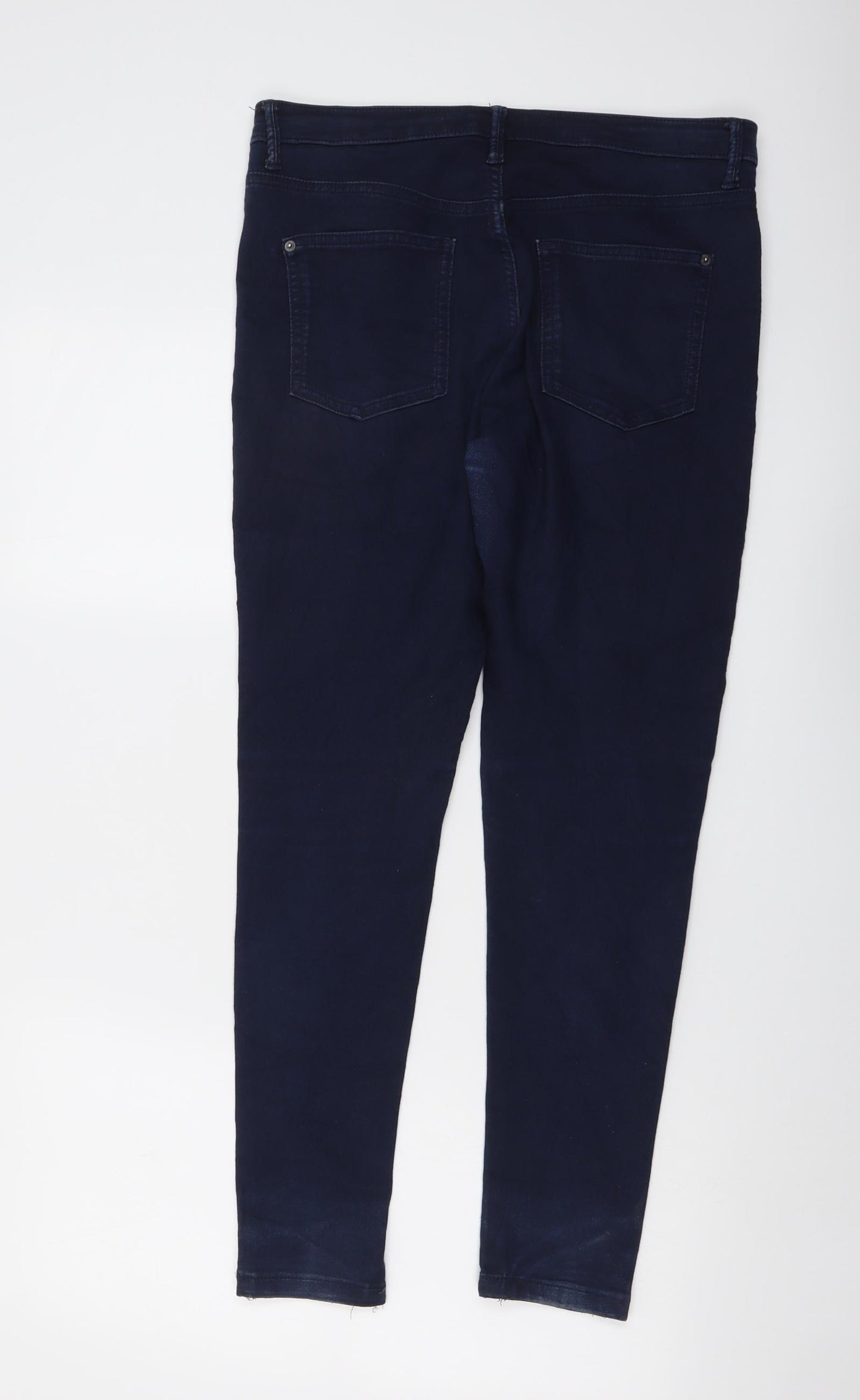 Marks and Spencer Womens Blue Cotton Skinny Jeans Size 12 L27 in Regular Button