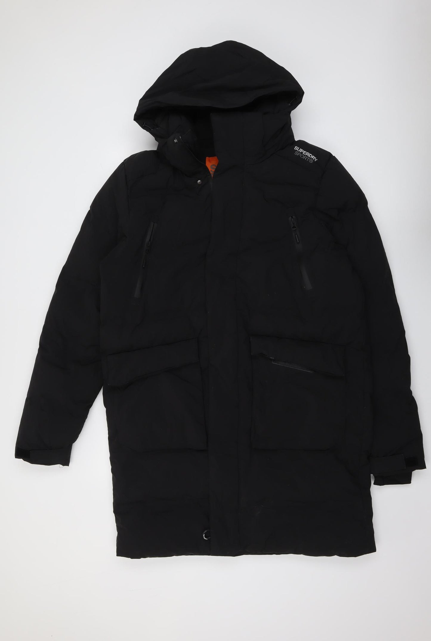 Superdry Mens Black Rain Coat Coat Size L Zip