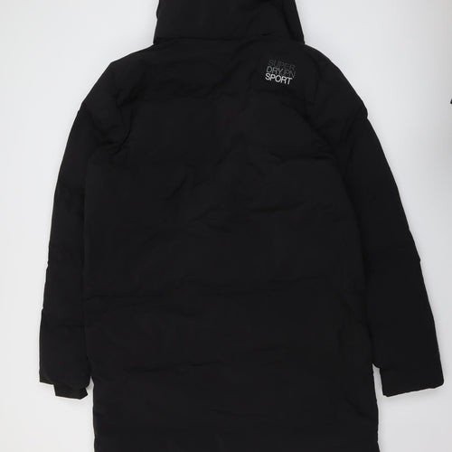 Superdry Mens Black Rain Coat Coat Size L Zip