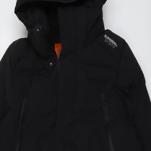 Superdry Mens Black Rain Coat Coat Size L Zip