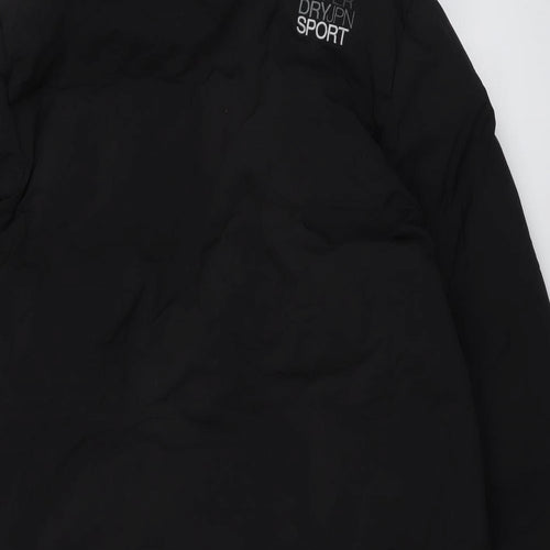Superdry Mens Black Rain Coat Coat Size L Zip