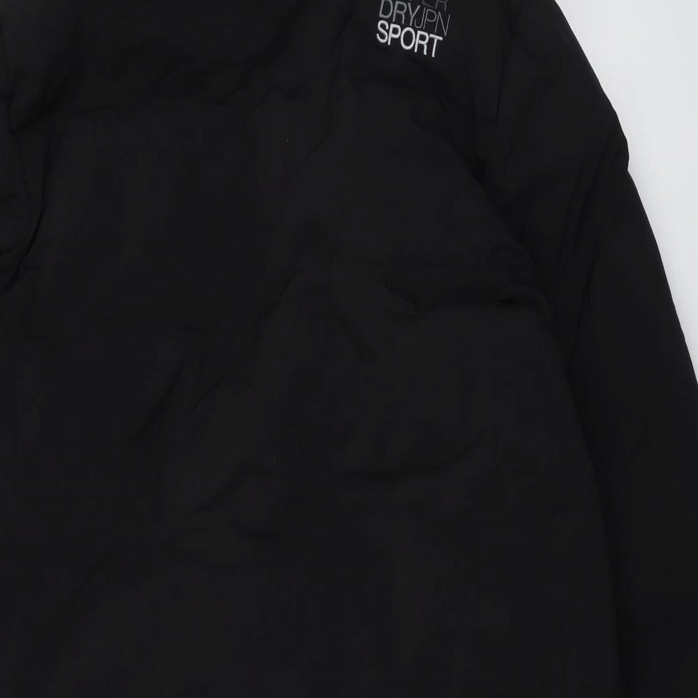 Superdry Mens Black Rain Coat Coat Size L Zip
