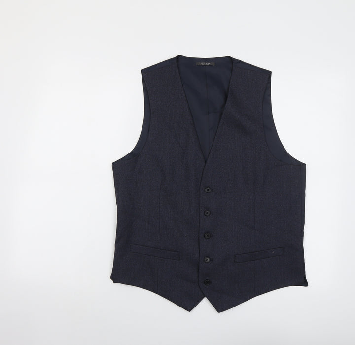 Marks and Spencer Mens Blue Polyester Jacket Suit Waistcoat Size 40 Regular